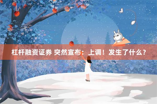 杠杆融资证券 突然宣布：上调！发生了什么？