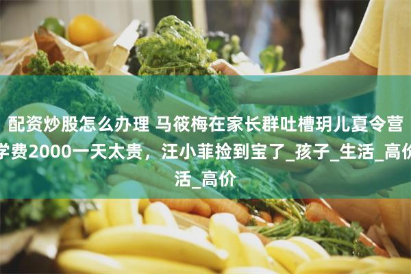 配资炒股怎么办理 马筱梅在家长群吐槽玥儿夏令营学费2000一天太贵，汪小菲捡到宝了_孩子_生活_高价